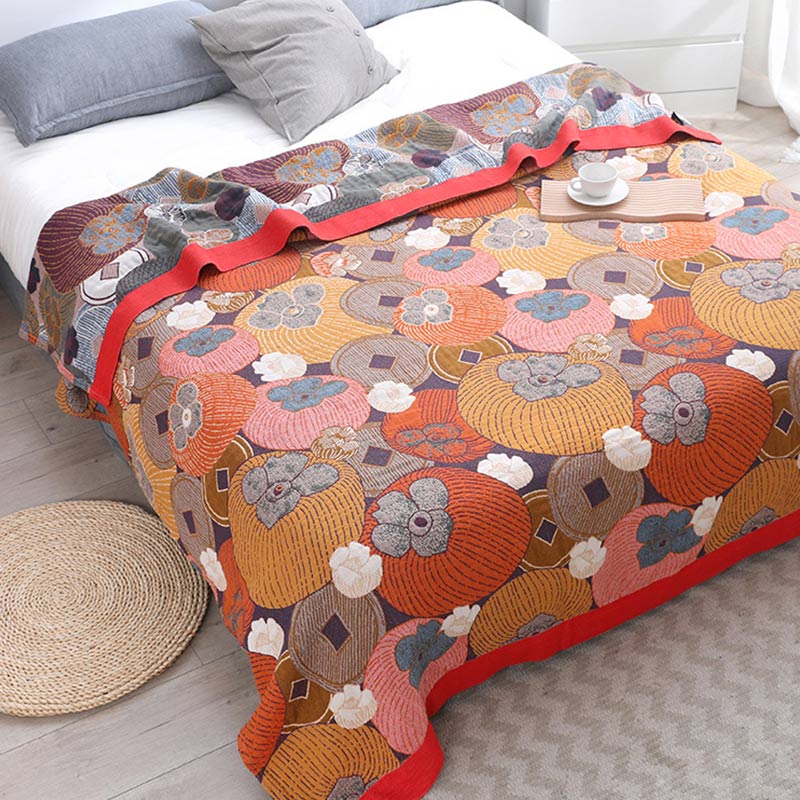 Colorful Cotton Blanket with Reversible Mesh Design