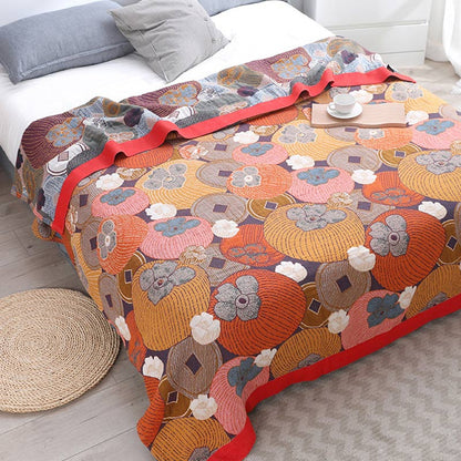 Colorful Cotton Blanket with Reversible Mesh Design