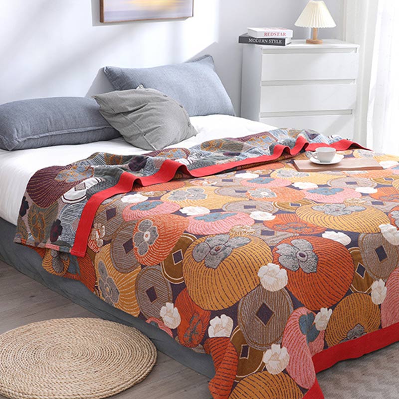Colorful Cotton Blanket with Reversible Mesh Design