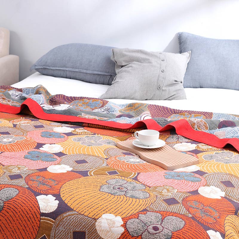 Colorful Cotton Blanket with Reversible Mesh Design
