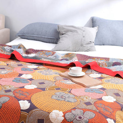 Colorful Cotton Blanket with Reversible Mesh Design