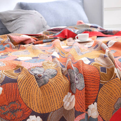 Colorful Cotton Blanket with Reversible Mesh Design