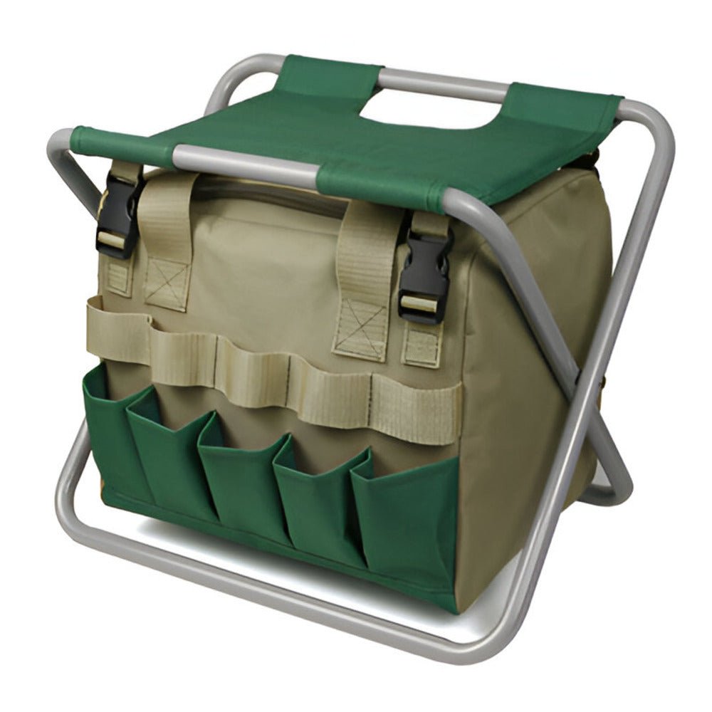 Compact Garden Gear Ensemble | Portable Stool & Tool Carrier