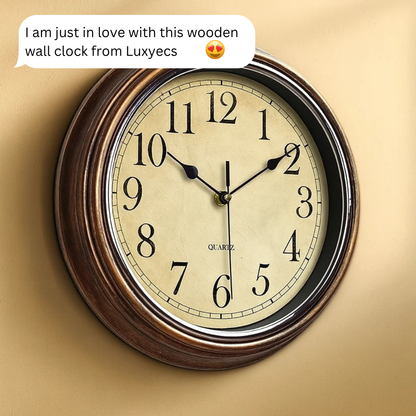Classic Wooden Wall Clock with Silent Mechanism