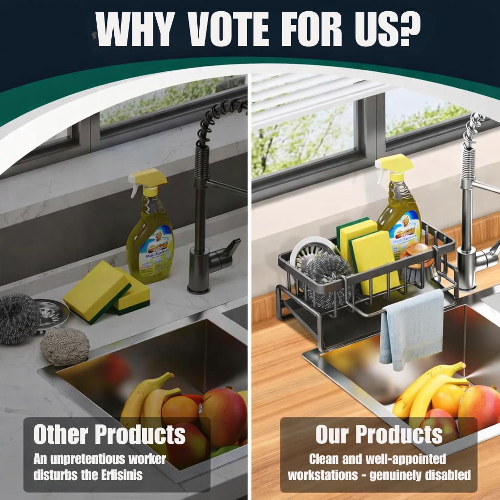 Sleek Kitchen Sink Organizer | Rust-Resistant | With Towel Holder | AquaShelf
