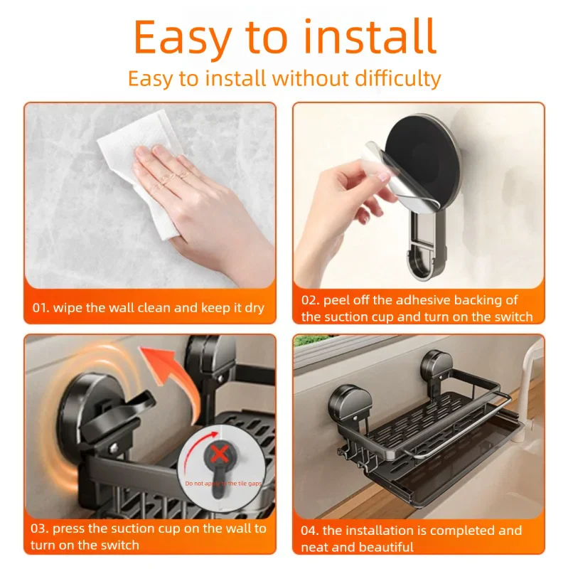 Innovative Kitchen Shelf | Powerful Suction Installation | Open Drainage