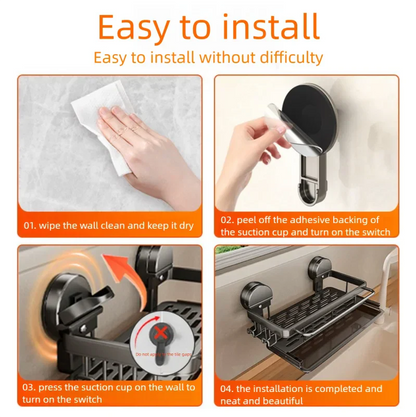 Innovative Kitchen Shelf | Powerful Suction Installation | Open Drainage