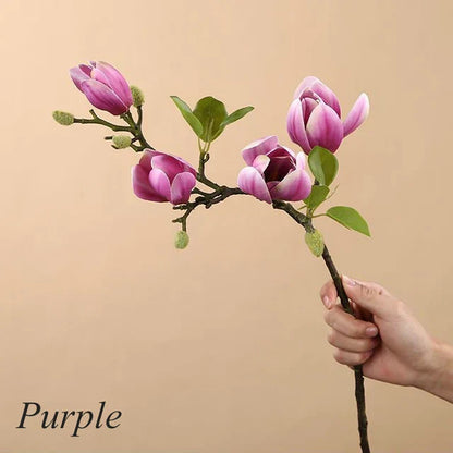 Atmospheric Branch Decor Featuring Lifelike Magnolia Blooms