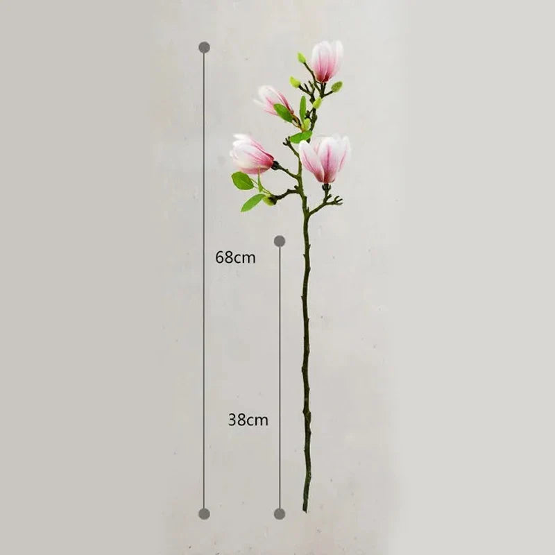 Atmospheric Branch Decor Featuring Lifelike Magnolia Blooms