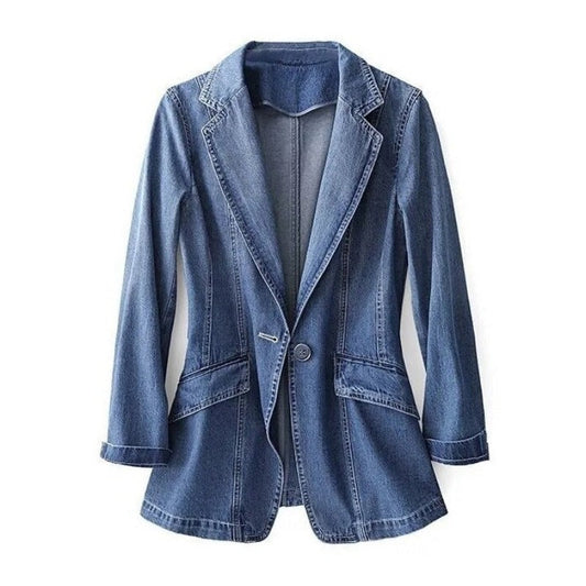 Chic Denim Tailored Blazer - A Modern Classic