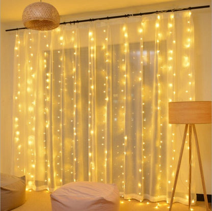 Warm White LED Fairy Curtain Lights with 8 Dynamic Modes for Relaxation