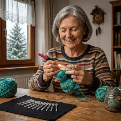 Illuminated Crochet Hook Set | Light-Up Tip | Interchangeable Heads