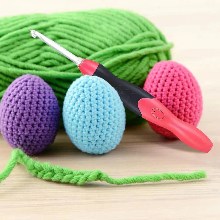 Illuminated Crochet Hook Set | Light-Up Tip | Interchangeable Heads