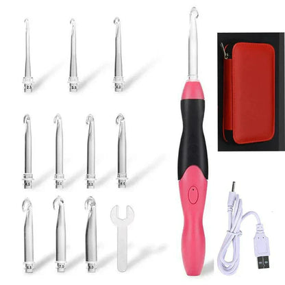 Illuminated Crochet Hook Set | Light-Up Tip | Interchangeable Heads