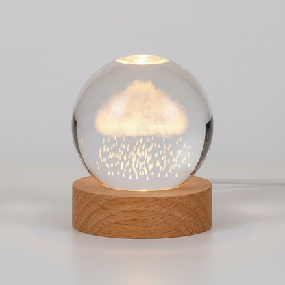 3D Planet Design Table Lamp – Wooden Spherical Lamp with Warm LED Light