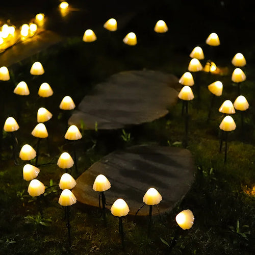 Solar-Powered LED Mushroom String Lights | Weatherproof Garden Decor