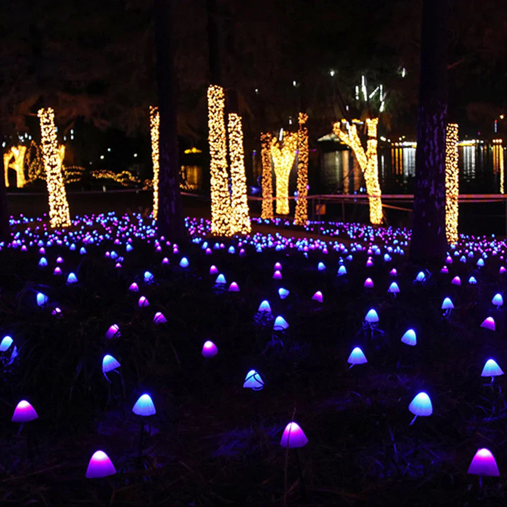 Solar-Powered LED Mushroom String Lights | Weatherproof Garden Decor