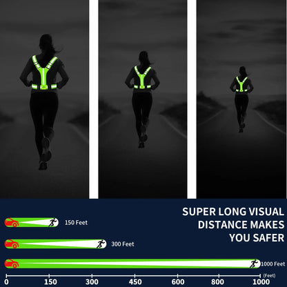 Rechargeable LED Safety Vest for Running with Reflective Strips