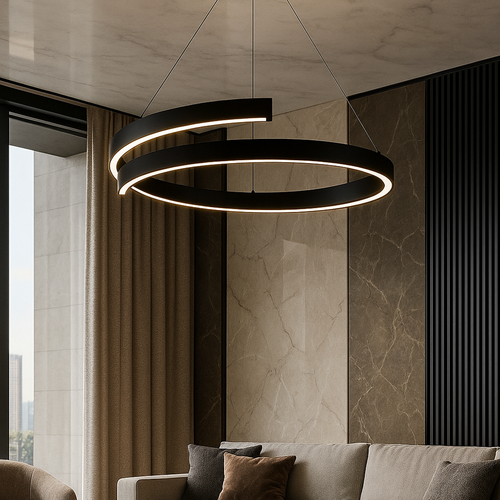 Contemporary Ceiling Light Fixture with Spiral Pendant Design