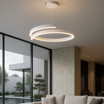 Contemporary Ceiling Light Fixture with Spiral Pendant Design