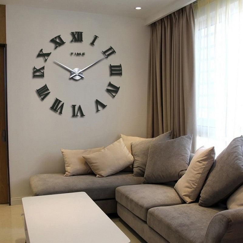 Wall Clock with Roman Numerals – Contemporary Silver Mirror Design
