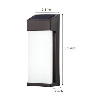 Set of 2 Waterproof Solar Outdoor Wall Lights with LED Control