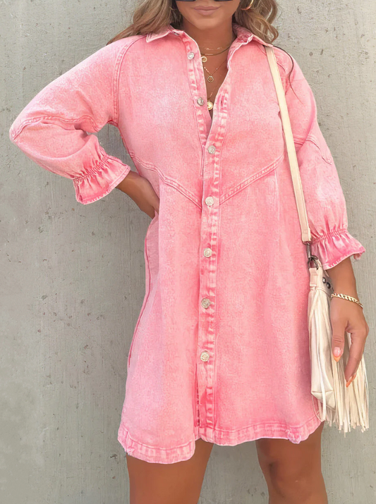 Chic Denim Dress with Long Sleeves