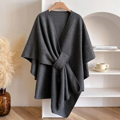 Chic Multi-Wear Poncho Scarf Coat – Warm Fashion Wrap