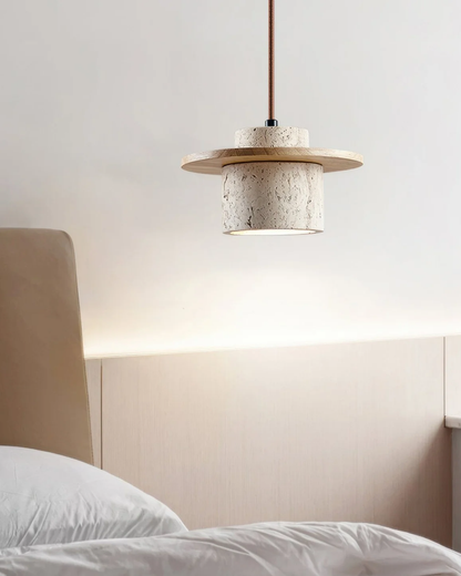 Rustic Pendant Light with Travertine Stone for a Warm Glow