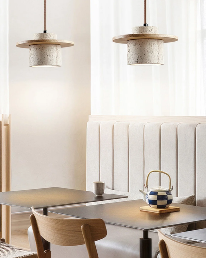 Rustic Pendant Light with Travertine Stone for a Warm Glow