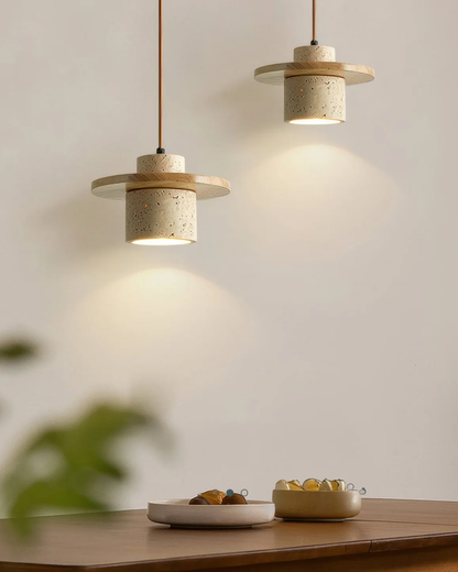 Rustic Pendant Light with Travertine Stone for a Warm Glow