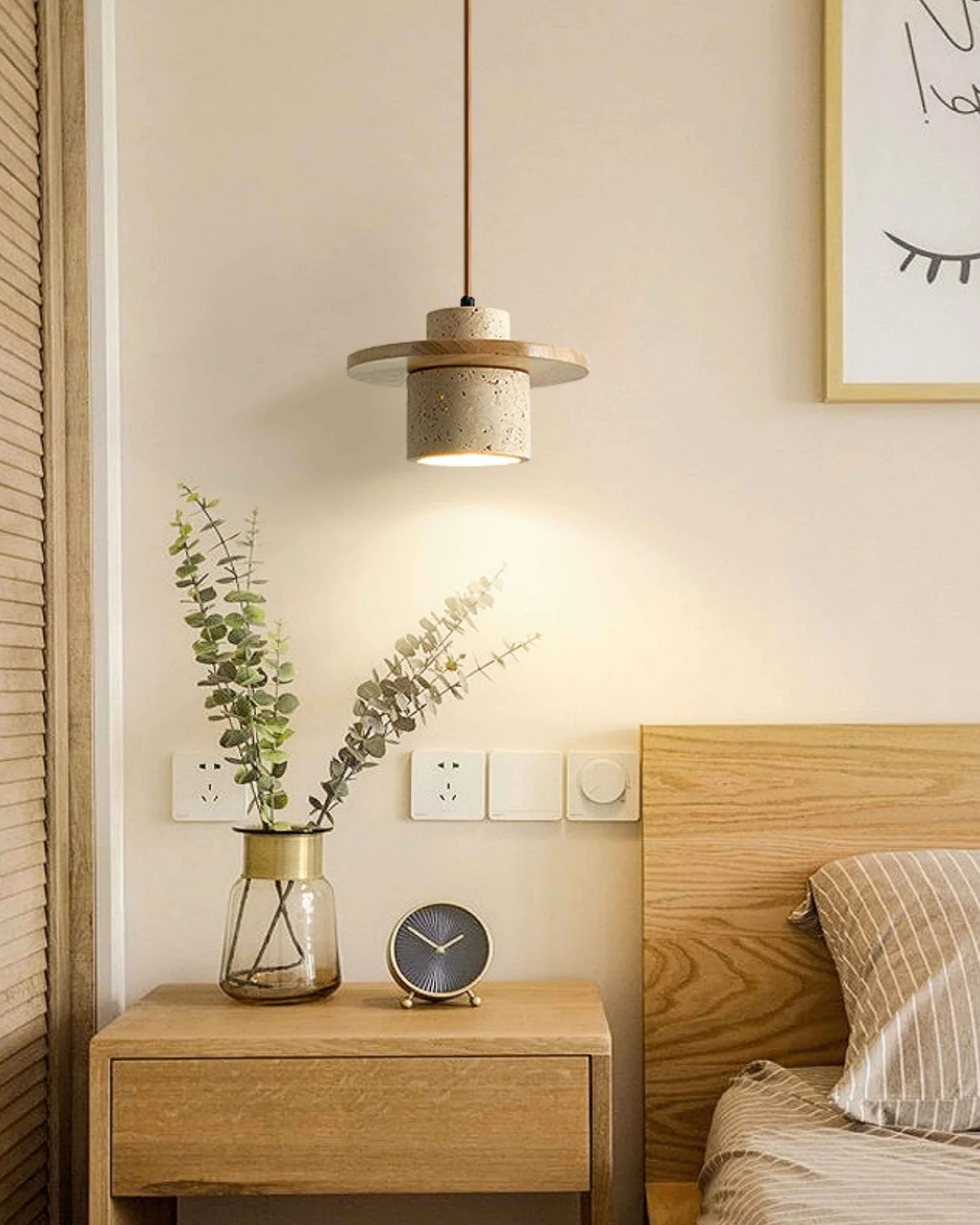 Rustic Pendant Light with Travertine Stone for a Warm Glow