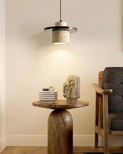 Rustic Pendant Light with Travertine Stone for a Warm Glow