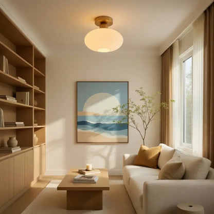 Gold Finish Pleated Glass LED Ceiling Light Fixture