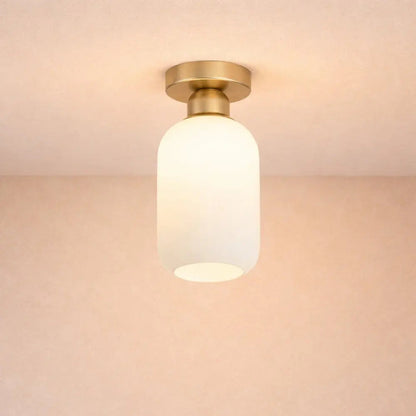 Gold Finish Pleated Glass LED Ceiling Light Fixture