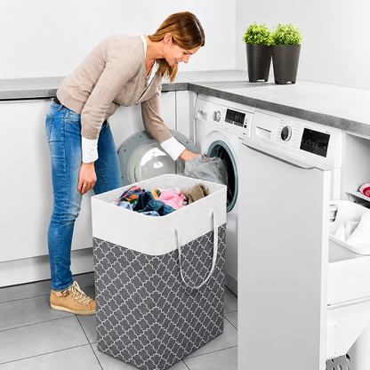 75L Waterproof Fabric Laundry Basket with Foldable Design and Handles