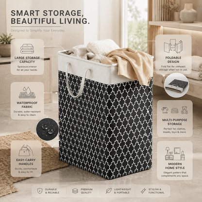 75L Waterproof Fabric Laundry Basket with Foldable Design and Handles