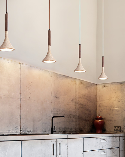Modern Minimalist Pendant Light with Natural Wood Finish
