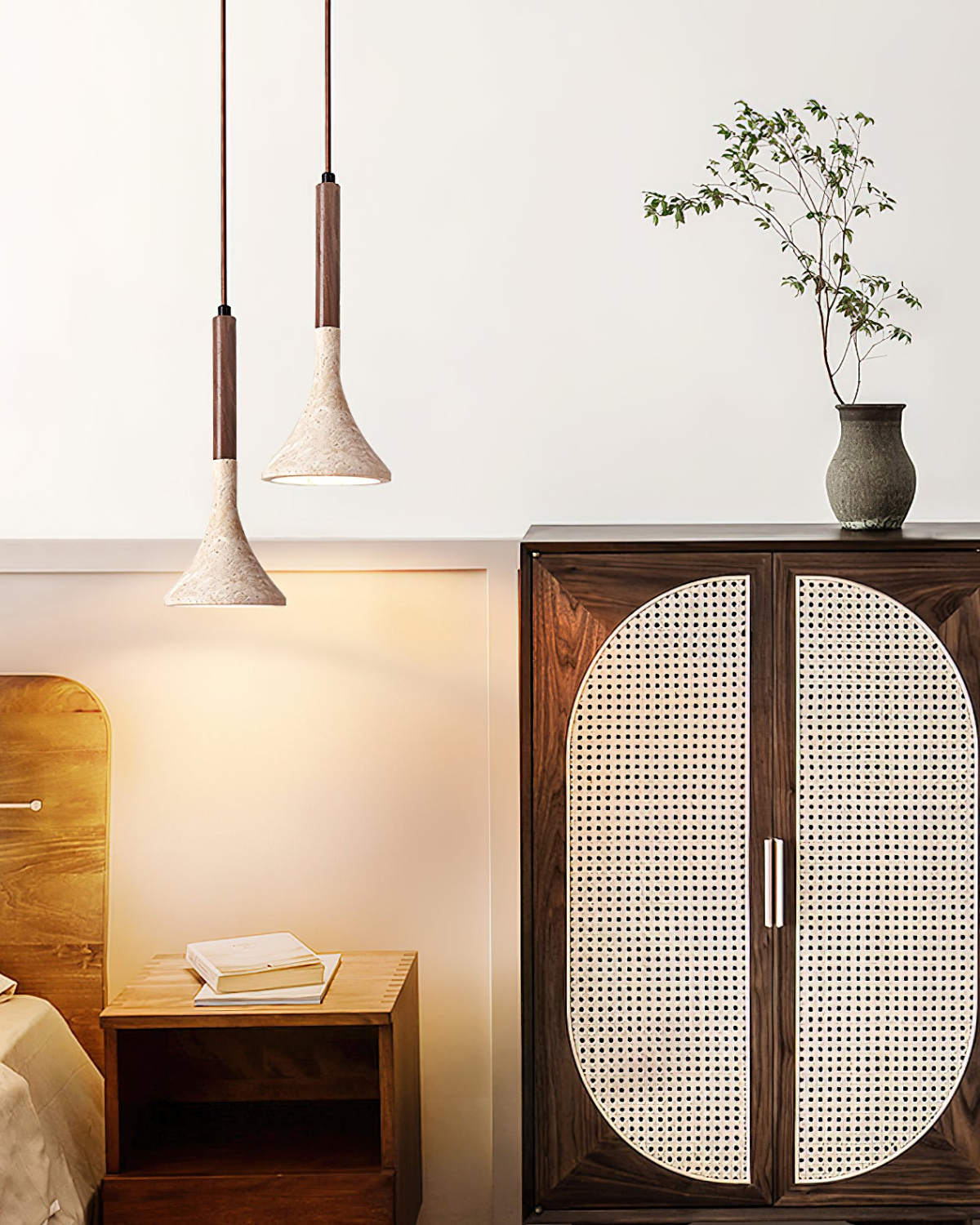 Modern Minimalist Pendant Light with Natural Wood Finish