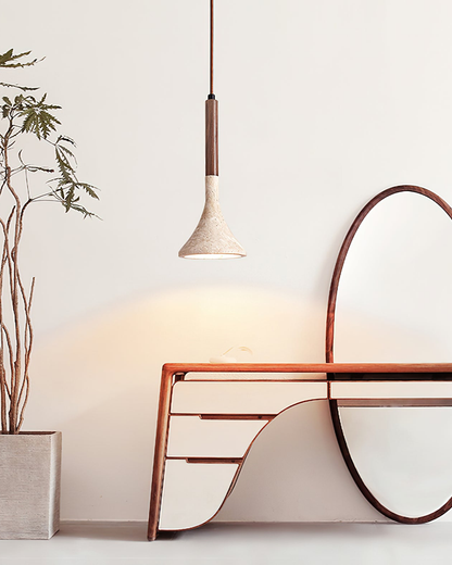 Modern Minimalist Pendant Light with Natural Wood Finish
