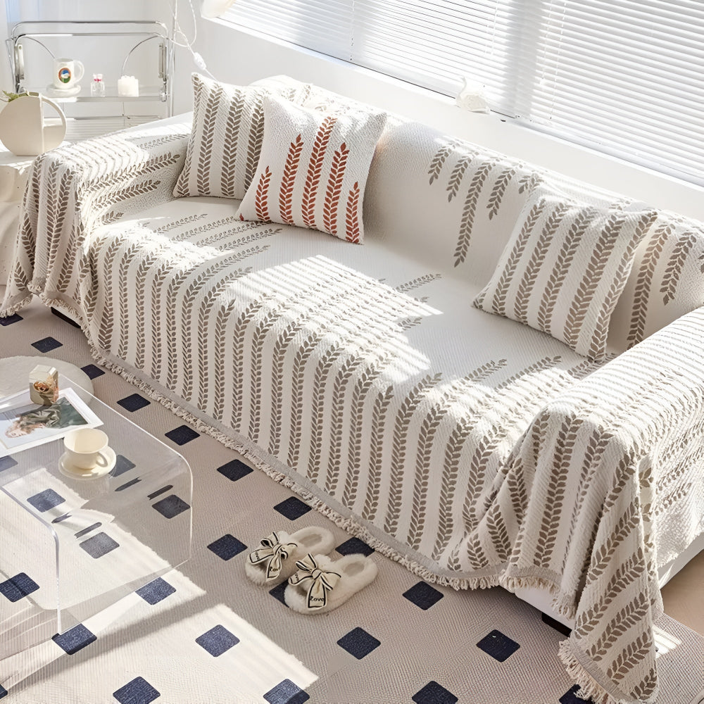 Chic Leaf-Patterned Sofa Protector Cover