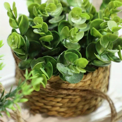 Breezy Green Hanging Faux Plant in Natural Woven Basket