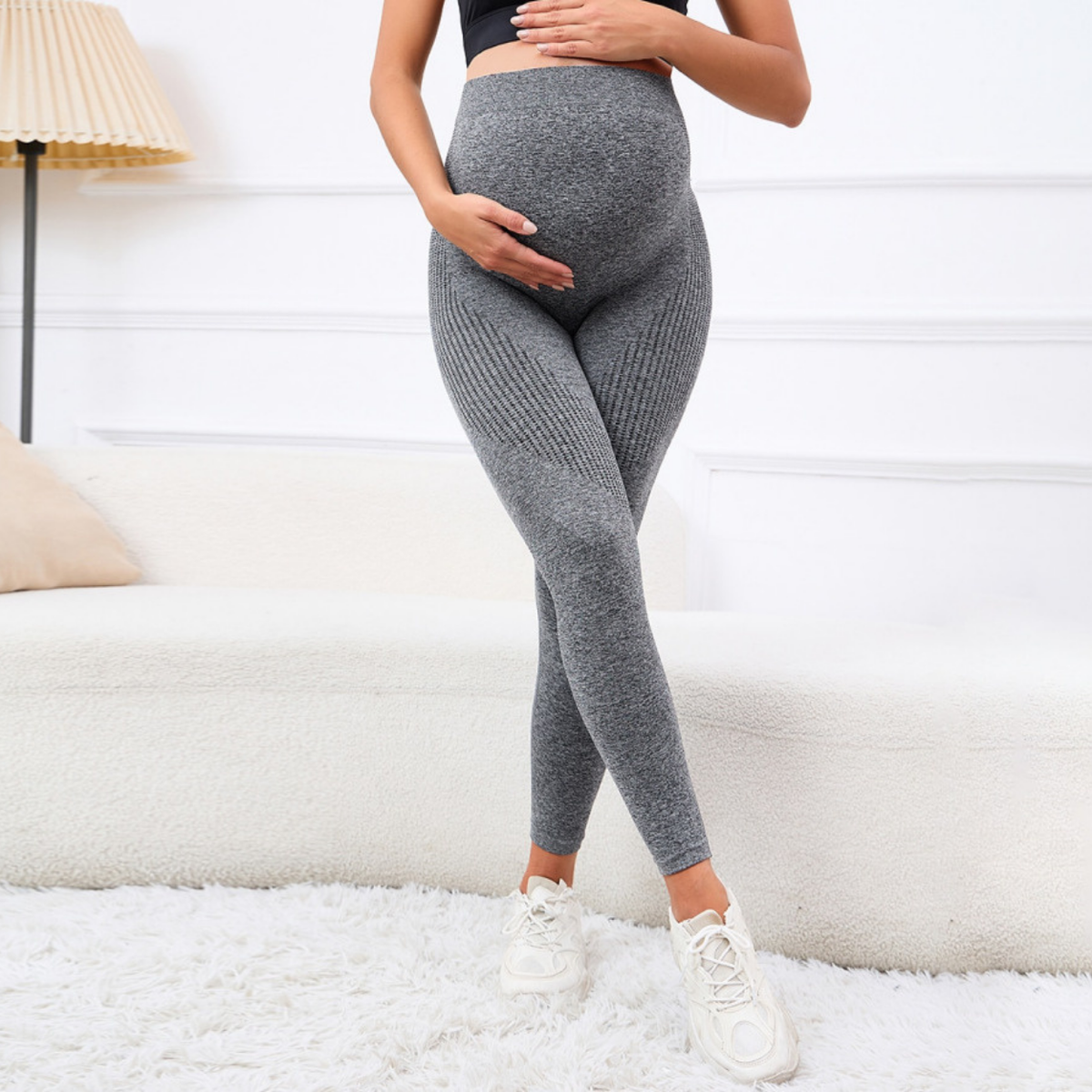 Supportive Elastic Leggings for Maternity with Slimming Design