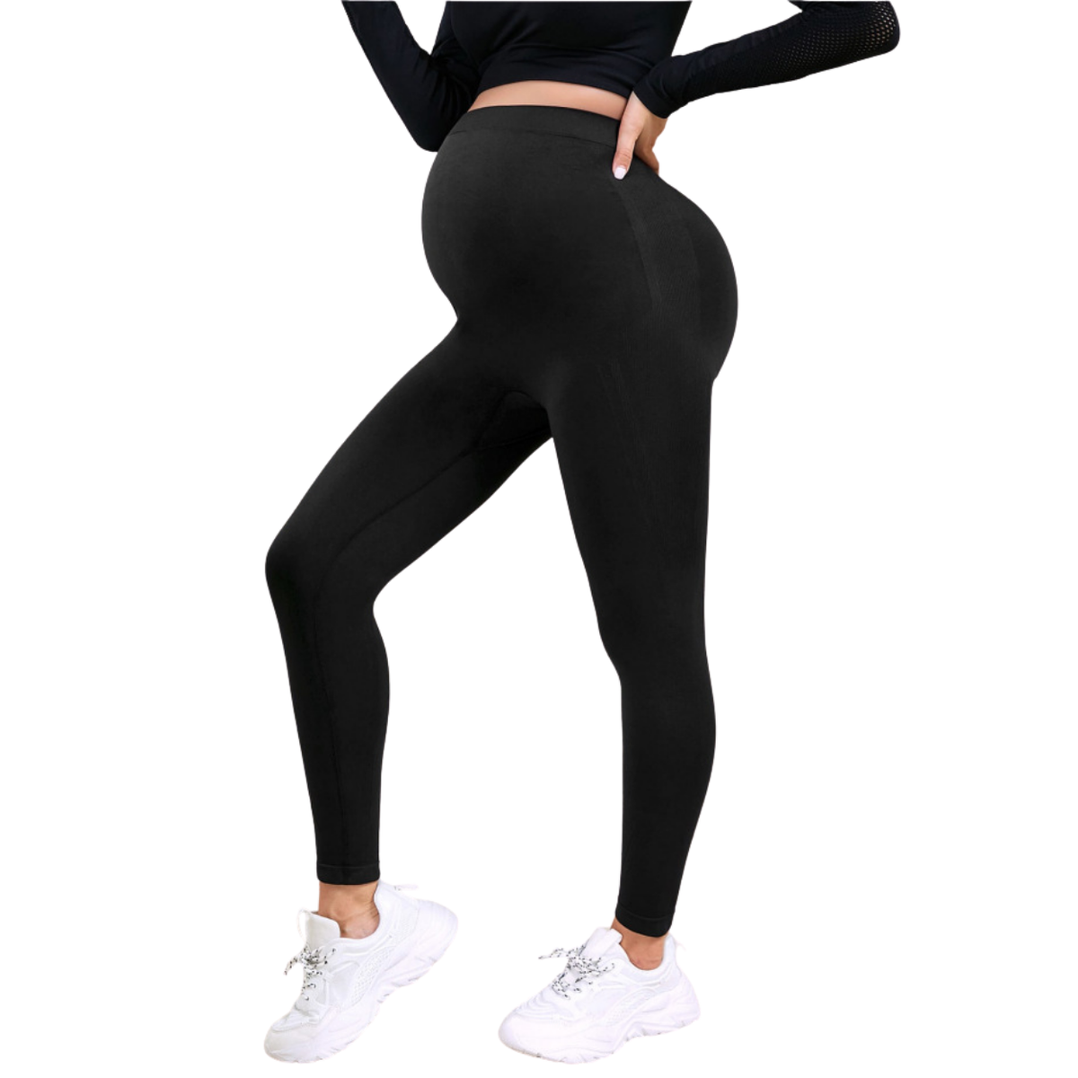 Supportive Elastic Leggings for Maternity with Slimming Design