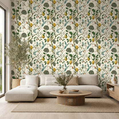 Charming Citrus & Bird Self-Adhesive Wall Décor