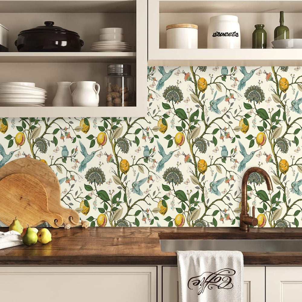 Charming Citrus & Bird Self-Adhesive Wall Décor