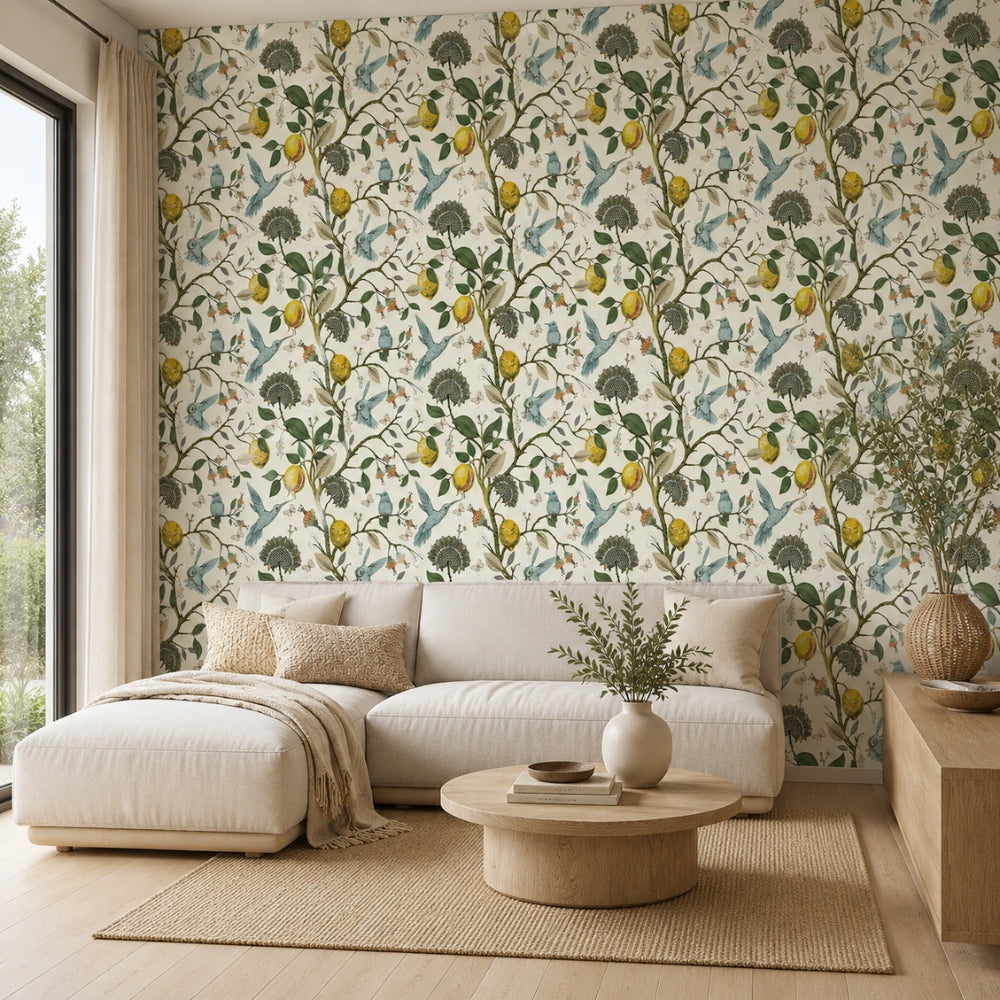 Charming Citrus & Bird Self-Adhesive Wall Décor