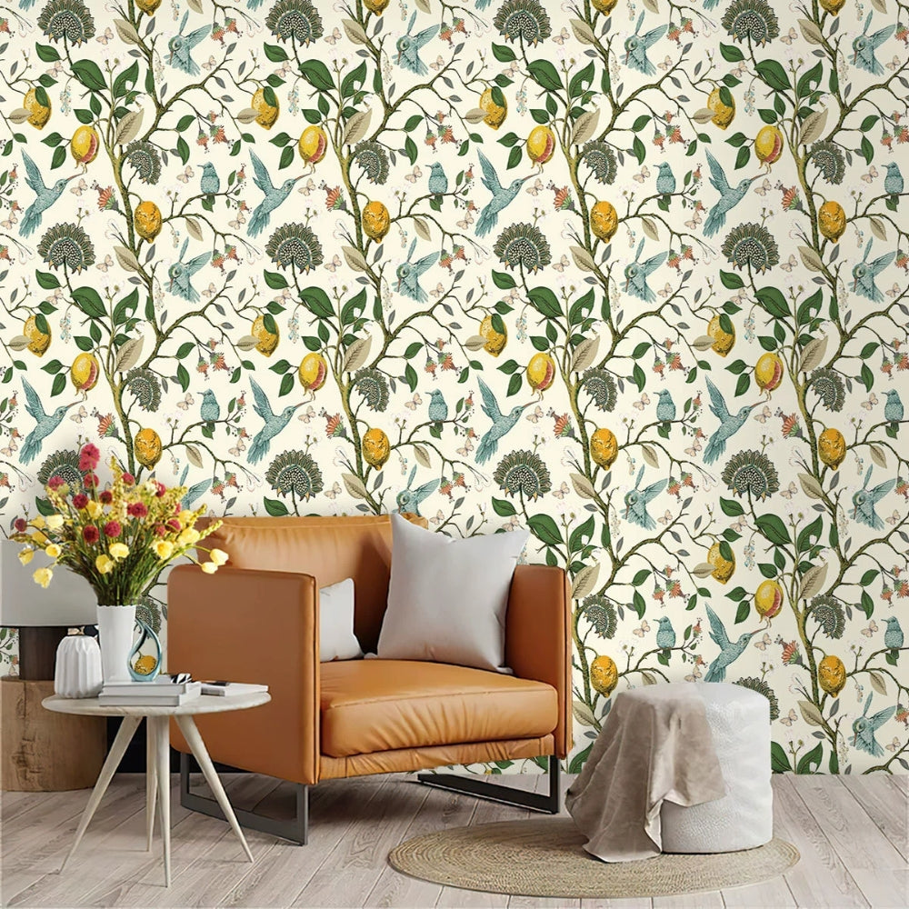 Charming Citrus & Bird Self-Adhesive Wall Décor