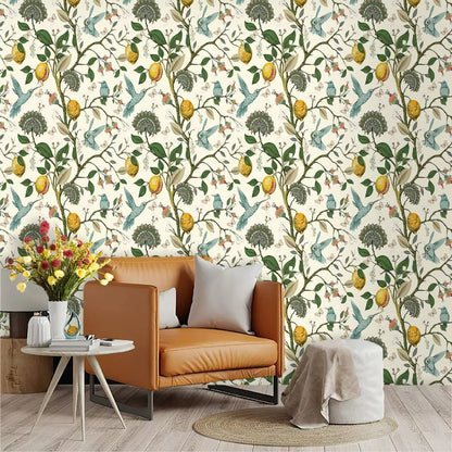 Charming Citrus & Bird Self-Adhesive Wall Décor