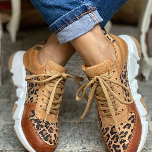 FierceStride - Bold Leopard Print Sneakers with Thick Soles